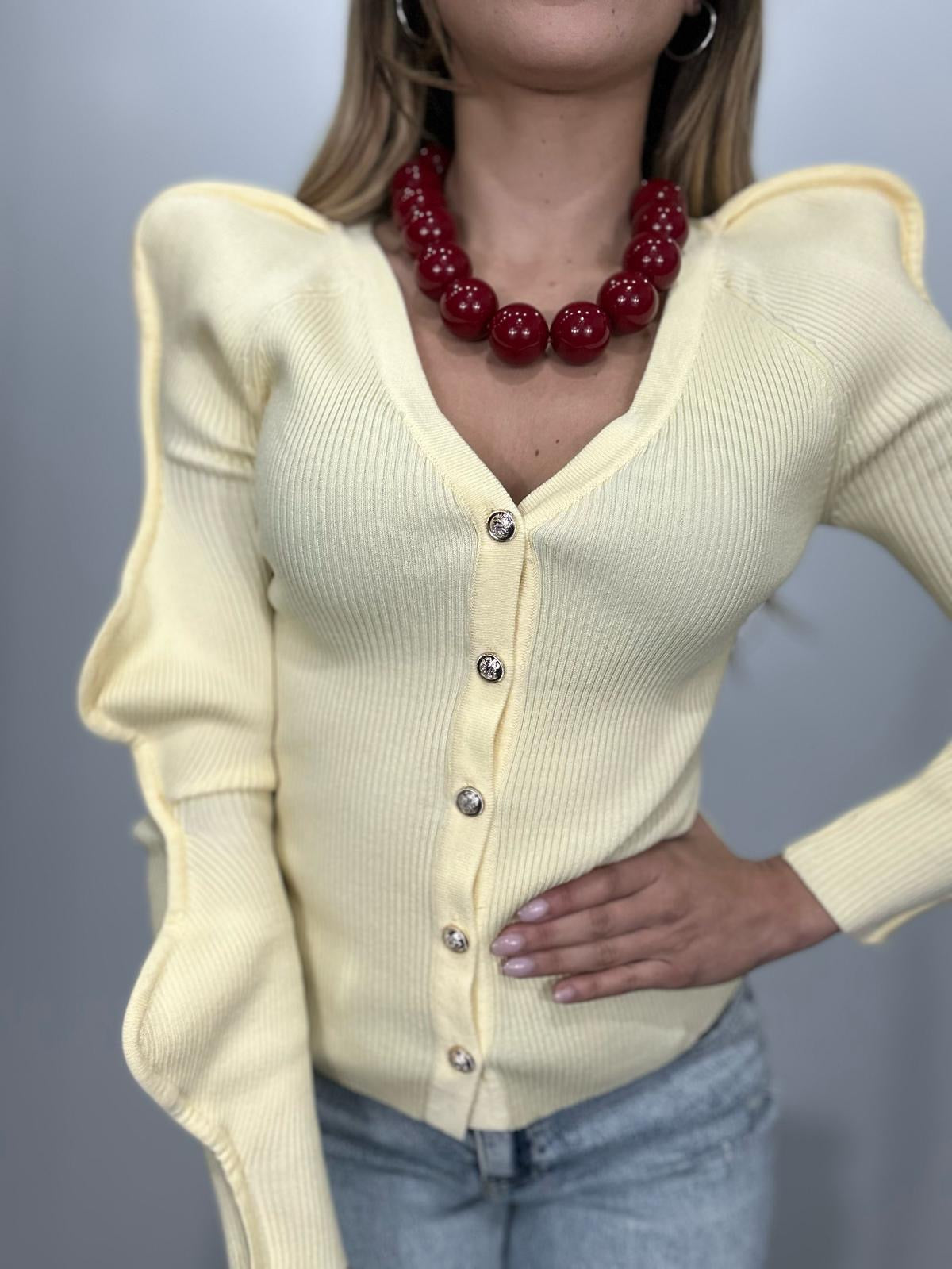 Cardigan con maniche a sbuffo