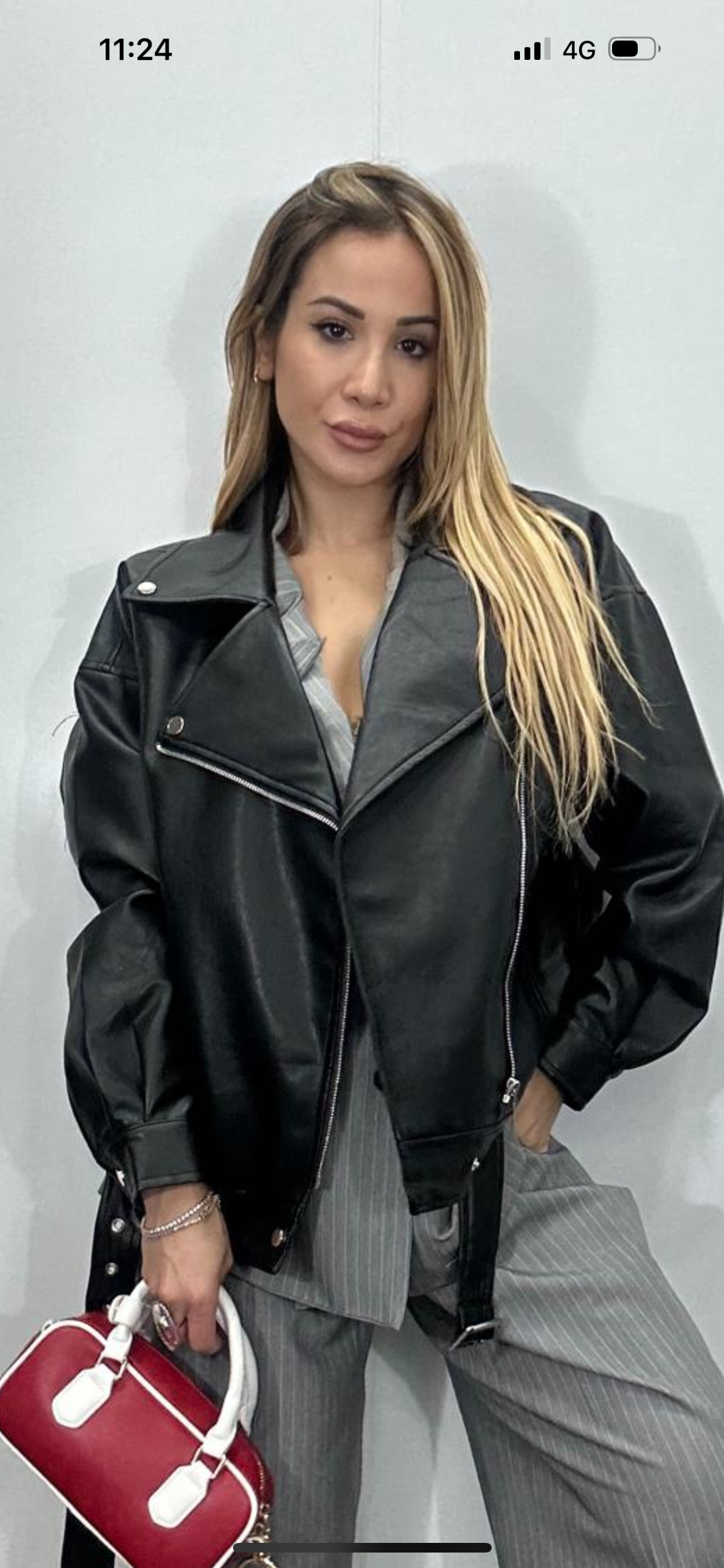Giacca in ecopelle oversize