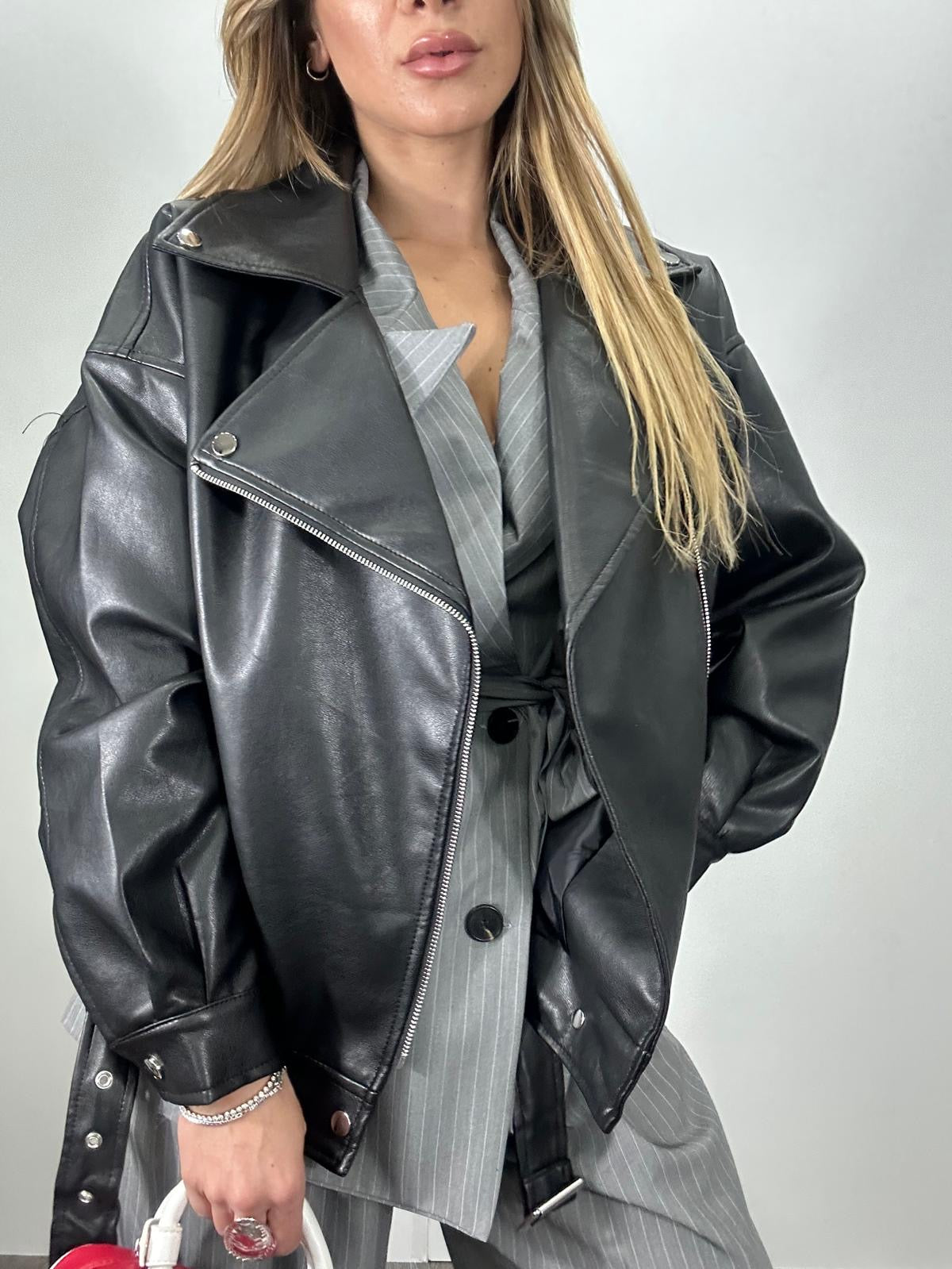 Giacca in ecopelle oversize