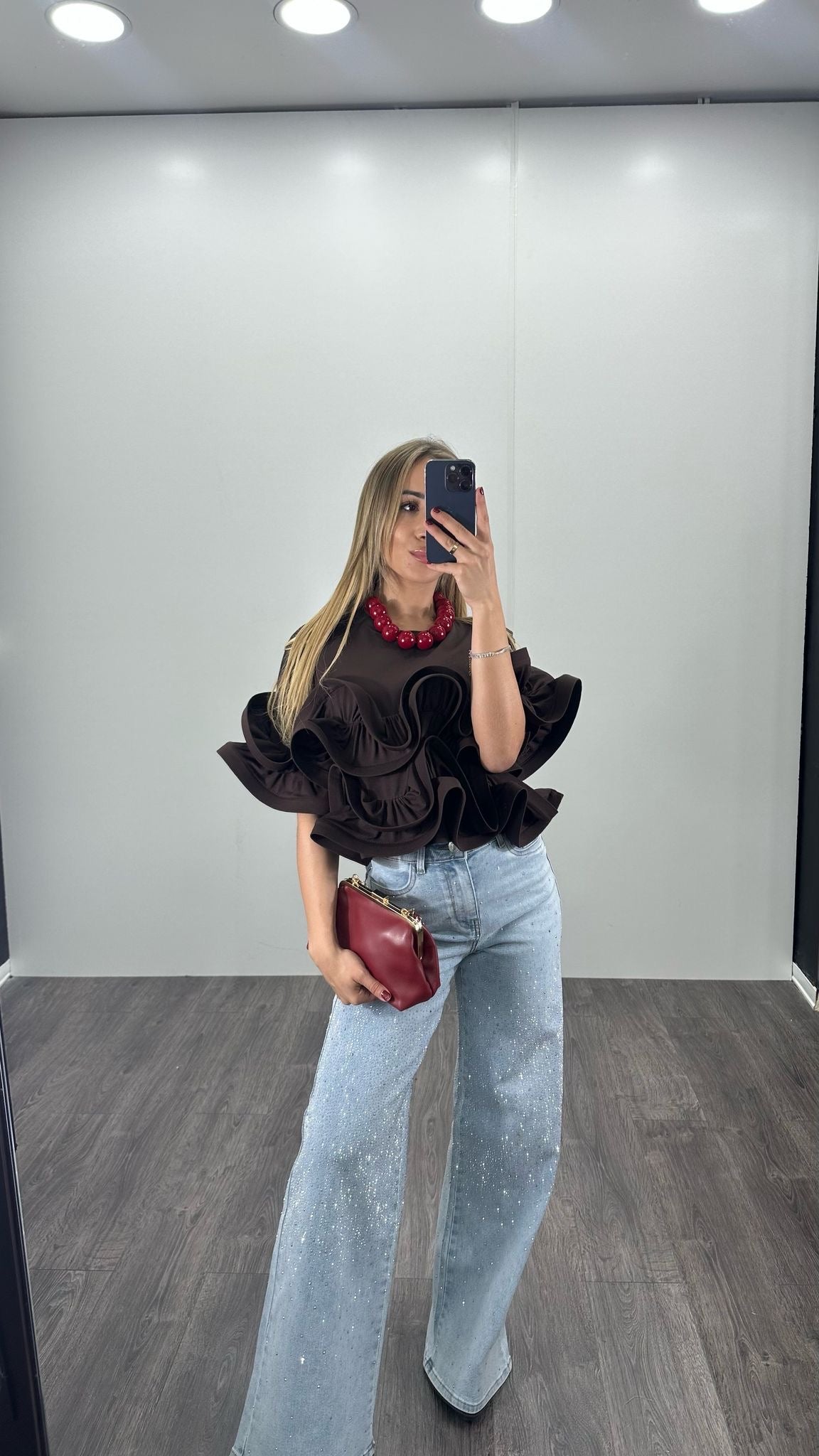 Jeans a palazzo con brillantini
