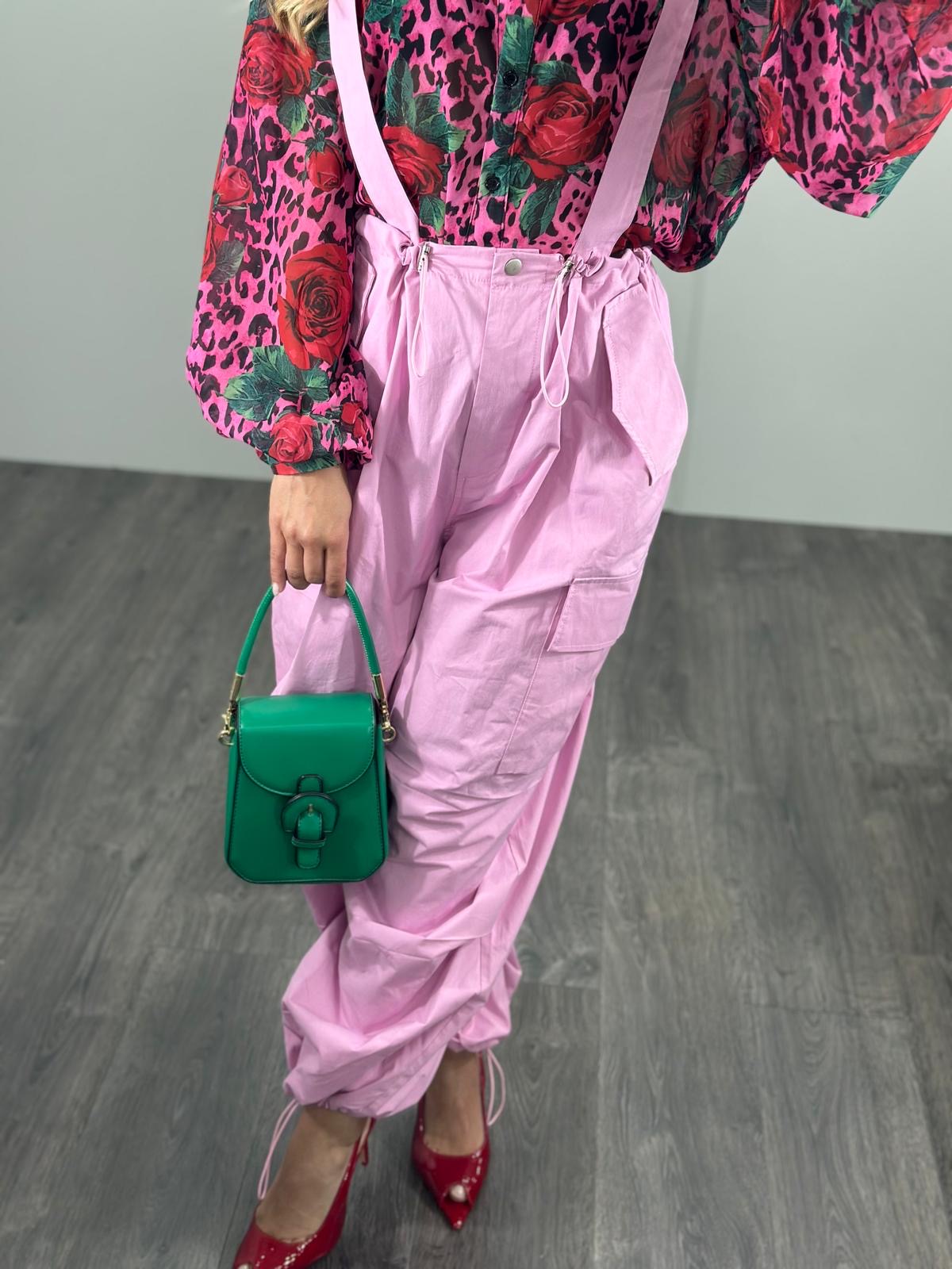 Camicia ROSES con fondo FUXIA