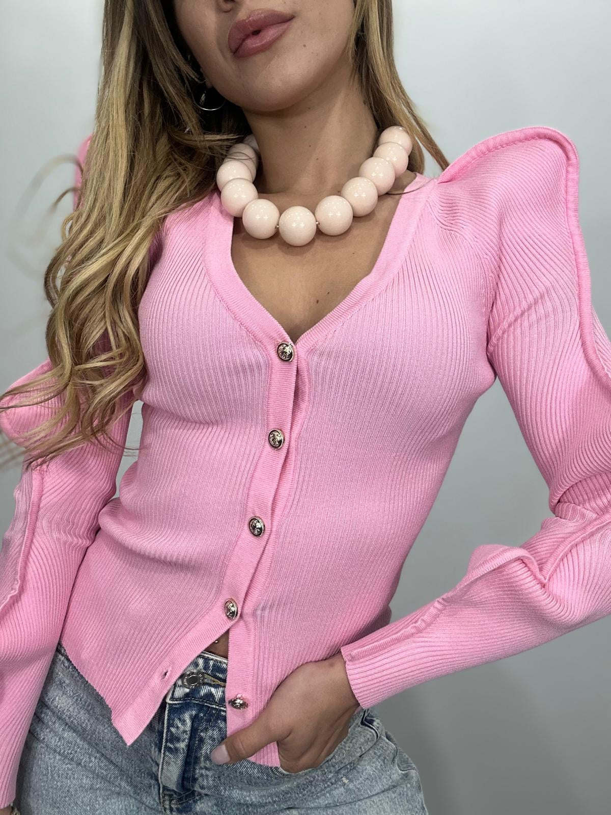 Cardigan con maniche a sbuffo