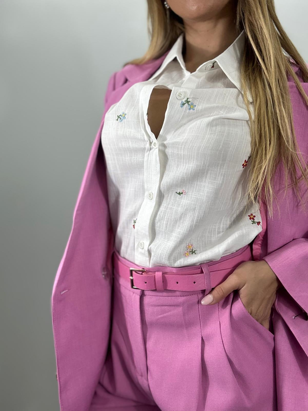 Camicia LYALA in lino con fiorellini